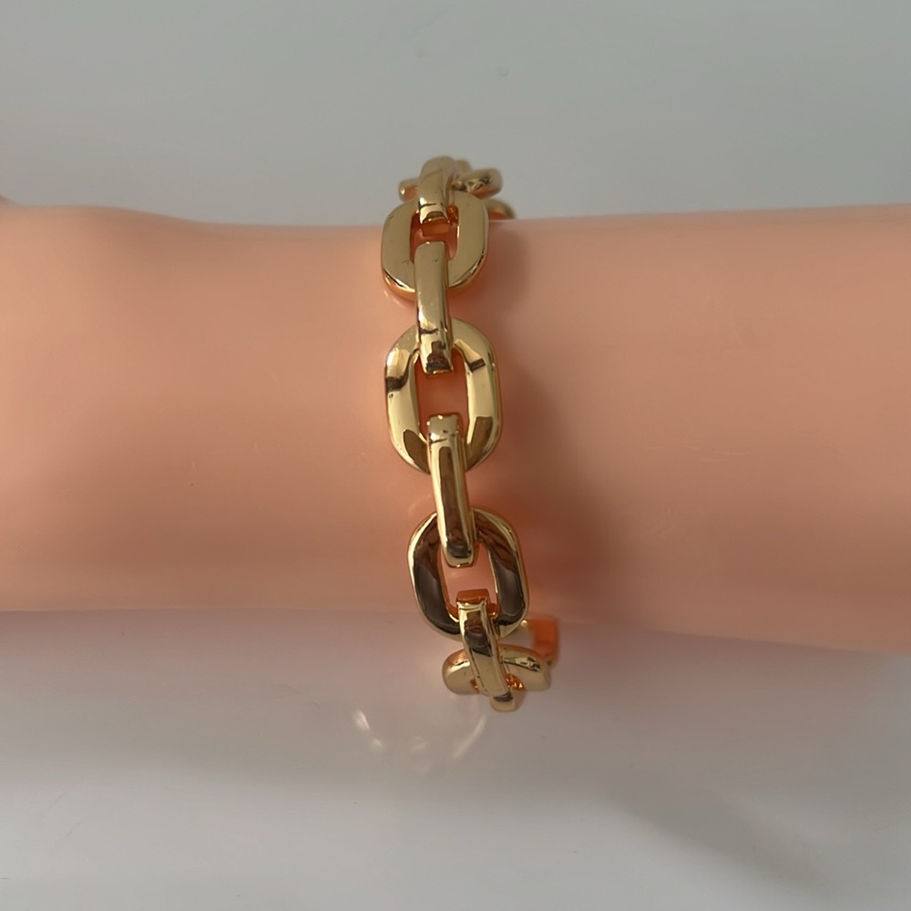 Gold Tone Link Cuff Bracelet - Picture 3 of 8